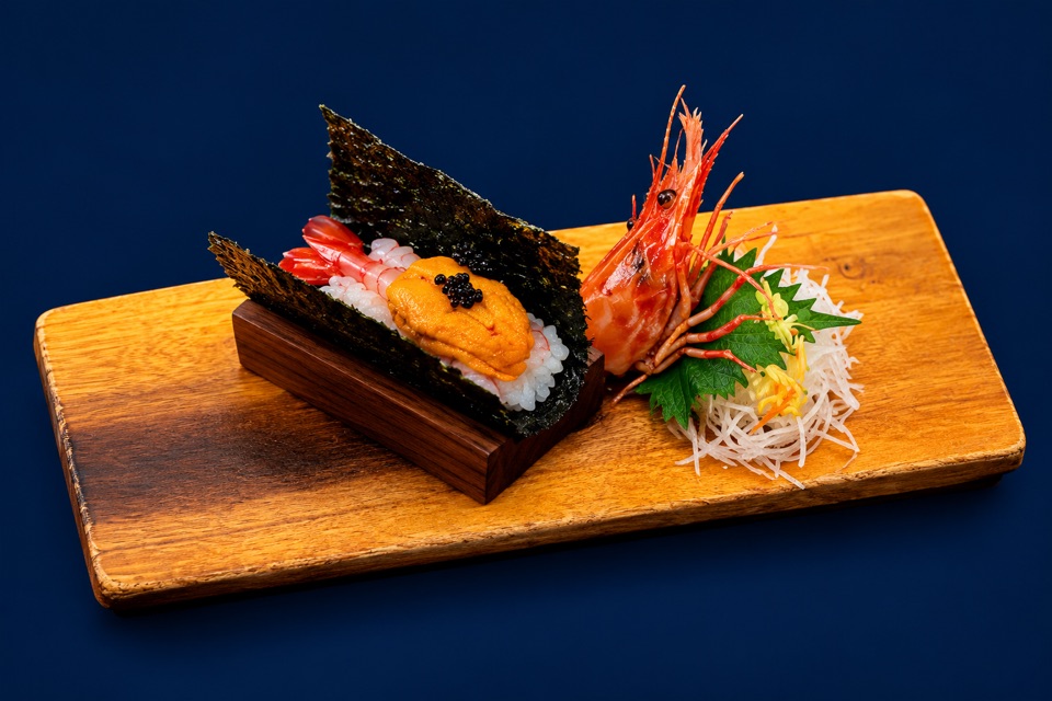 Sweet Shrimp, Uni & Caviar Hand Roll